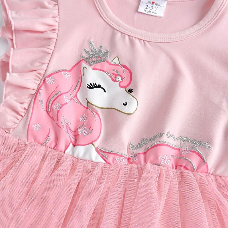 DXTON-ropa de princesa para niñas, vestidos de manga voladora para niños, vestidos de fiesta de unicornio para niñas, ropa para niños de 3 a 8 años 2020
