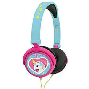 cascos auriculares de unicornio con color azul y rosa